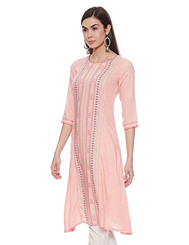 Image of Rangriti Peach Viscose Rayon A Line Kurta