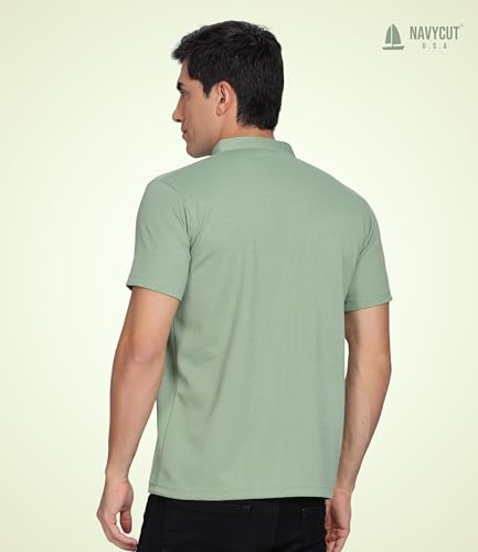 Image of Men's and Boy's Polyster T-Shirt with Mandarin Collared Neck Half Sleeves Closuer Button and Regular Fit | Polo t Shirt for Man || Color Tshirt for Men & Boy