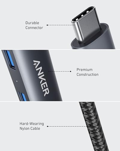 Anker USB C Hub Adapter, 5-in-1 USB C Adapter with 4K USB C to HDMI, Ethernet Port, 3 USB 3.0 Ports, for MacBook Pro, iPad Pro, XPS, Pixelbook, and More