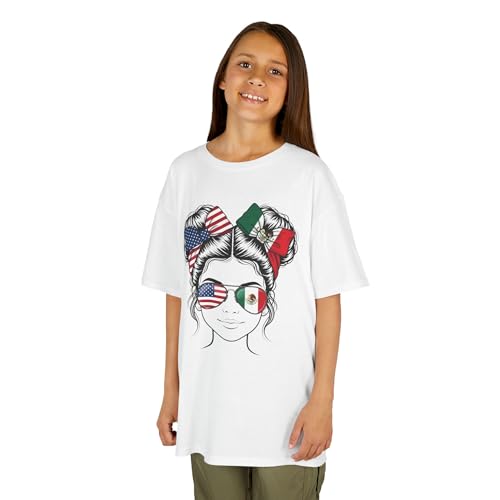 Mexican Girl Shirt Half American Half Mexican USA Mexico Flag Patriot T-Shirt2