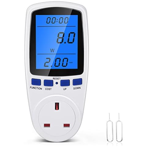 Electricity Usage Monitor, Power Meter Energy Monitor Plug, Watt Meter with Backlight LCD Display, Energy Saving Watt Meter for Home Cover