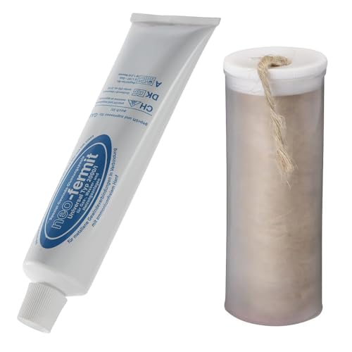 PASTA SIGILLANTE NEO-FERMIT Pasta specifica per filetti metallici, senza ammonio, studiata per l’uso combinato con canapa idraulica. Garantisce elevata adesione, resistenza alle variazioni di temperatura e tenuta ottimale nel tempo. CANAPA: Canapa Idraulica, finemente pettinata, resistente alle alte temperature fino a 140°C