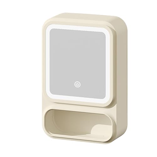 Generico Armadietto Bagno con Specchio, Specchio Bagno con Organizzatore Integrato, Luci LED Regolabili Mensola Antiappannamento, Scaffale Moderno Per Prodotti Di Bellezza E Accessori Doccia