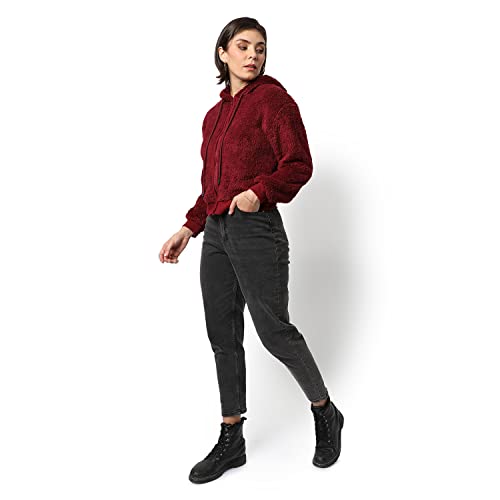 Image of Campus Sutra Women's Cotton Hooded Neck Sweatshirt
