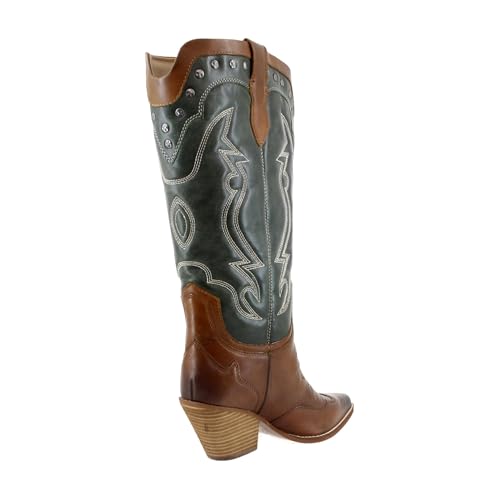 Image of Sam Edelman James Wide Calf Women's Boots Green /Copper Leather Size 7.5 M