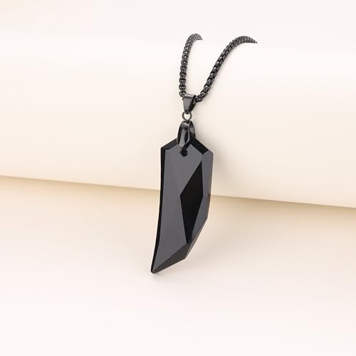 COAI Wolf Tooth Healing Crystal Necklace for Men - Black Obsidian & Golden Obsidian4