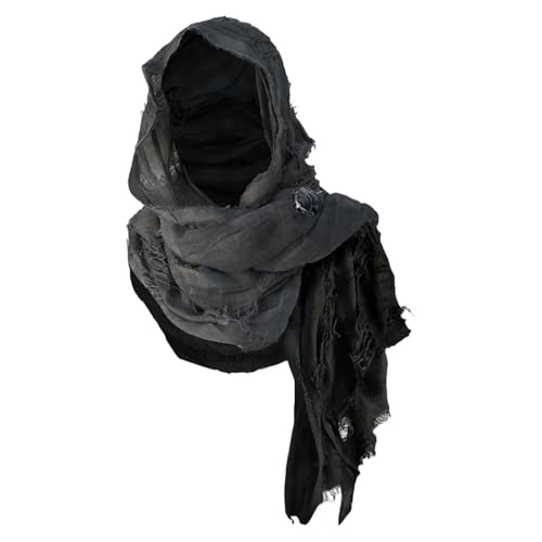 Generisch Halloween Herbst Unisex Schal Atmungsaktiv Vielseitig Kapuzenschal, mit Kapuze Lagenlook Halstuch Gotisch Postapokalyptisch, Ausgefranste Kanten Used-Look Kopftuch...