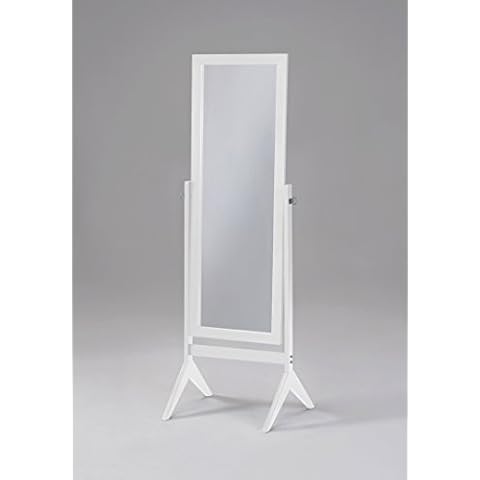 White Finish Wooden Cheval Bedroom Free Standing Floor Mirror Cover
