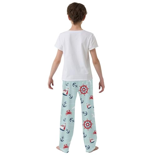 ZZXXB Sailboat Crab Boys Long Pants Soft Trousers Elastic Waist Kids Lounge Bottoms with Pockets S-XL3