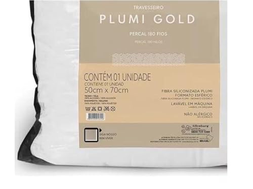 Travesseiro Plumi Gold, Branco, 50x70 cm, Altenburg