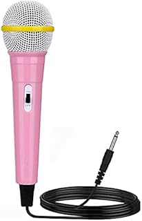 IndeCool Kids Wired Dynamic Microphone for Karaoke Machine, Wired Chlidren Handheld Microphone with 3M Cable 6.35mm Plug Compatible for Kids Karaoke Machine Speaker Toy (Pink)