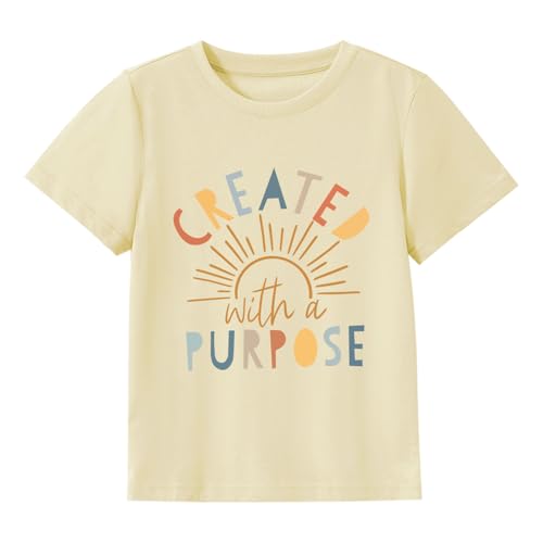 Image of Kids Christian Shirt Toddler Created with a Purpose Shirt Boys Girls Bible Verse Religious Clothes 2-7 Years