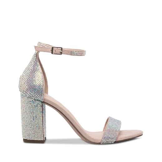 Madden Girl Women's BEELLA Heeled Sandal, Blush Multi Rhinestone, 10