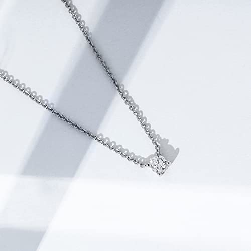 Amazon Essentials Rhodium Plated Cubic Zirconia Solitaire Pendant Necklace, Silver #TOP3