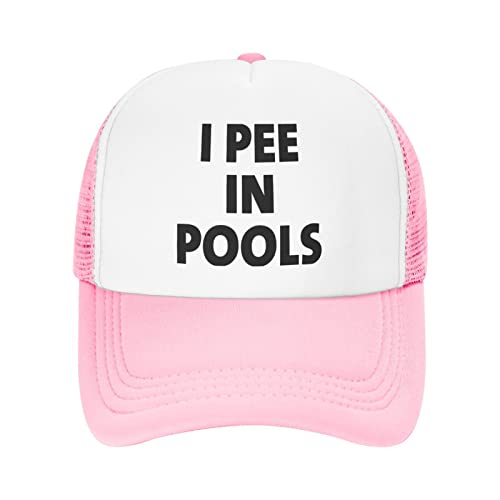 PAUPPY I Pee in Pool Pink Mesh Baseball Cap for Boys Girls Summer Trucker Hat Baseball Hats Running Hat Summer Hat