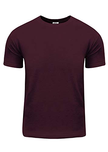 Shaka Wear Men's Cotton T-Shirt – Basic Short Sleeve Crew Neck Plain Classic Tee Top Tshirts Active Regular Big Size ACS25 Burgundy L