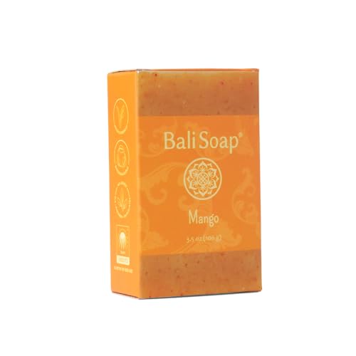 Bali Soap - Mango Natural Soap Bar for Men & Women - Vegan, Handmade, Exfoliating - 3 Pack, 3.5 Oz each