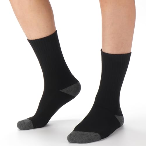 Image of Ultrafun 5 Pairs Striped Crew Socks Cotton Cushioned Athletic Sports Running Socks for Men Women Teens
