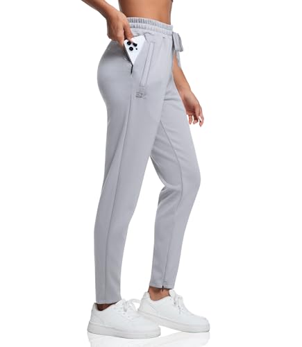 Image of BROKIG Womens Running Trousers Sports Tracksuit Bottoms Jogger Light Grey