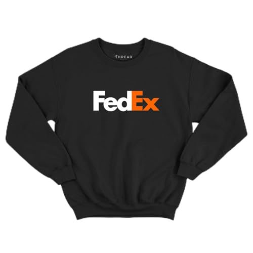 Thread Lightly Black Federal Express FEDEX Uniform Long Sleeve Crew Neck Sweatshirt Pullover