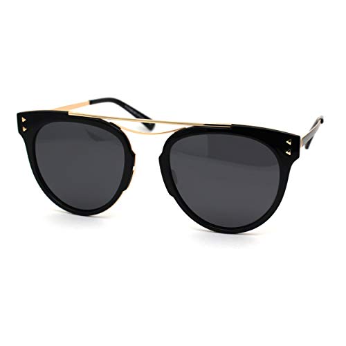 SA106 Womens Polarized Lens Flat Top Metal Bridge Horn Rim Sunglasses2