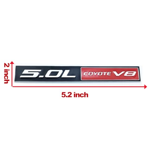 Image of 2PC 5.0L Coyote V8 Emblem Decal Car Engine Letters Decal Plating Badge 3D Metal Style Fit for F150 5.0L Engine Truck Red Black