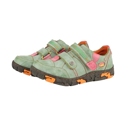 TMA EYES Women's Leather Soft Sole Non-Slip Lace-up Walking Shoes with Hook-and-Loop Fastener Design4