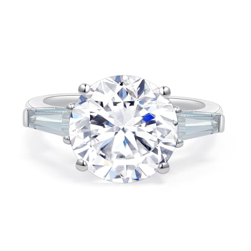 7.5 CT Cubic Zirconia Solitaire Engagement Ring for Women, 925 Sterling Silver & 18K White Gold Plated, Wedding Promise Ring Size 4.5-102