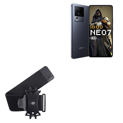 BoxWave Holster Compatible with vivo iQOO Neo 7 - ActiveStretch Sport Armband, Adjustable Armband for Workout and Running - Jet Black