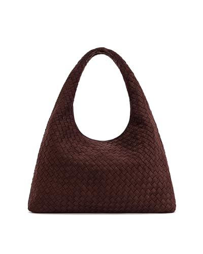 JW PEI Bolsa de ombro feminina Iaura de camurça sintética, Marrom escuro