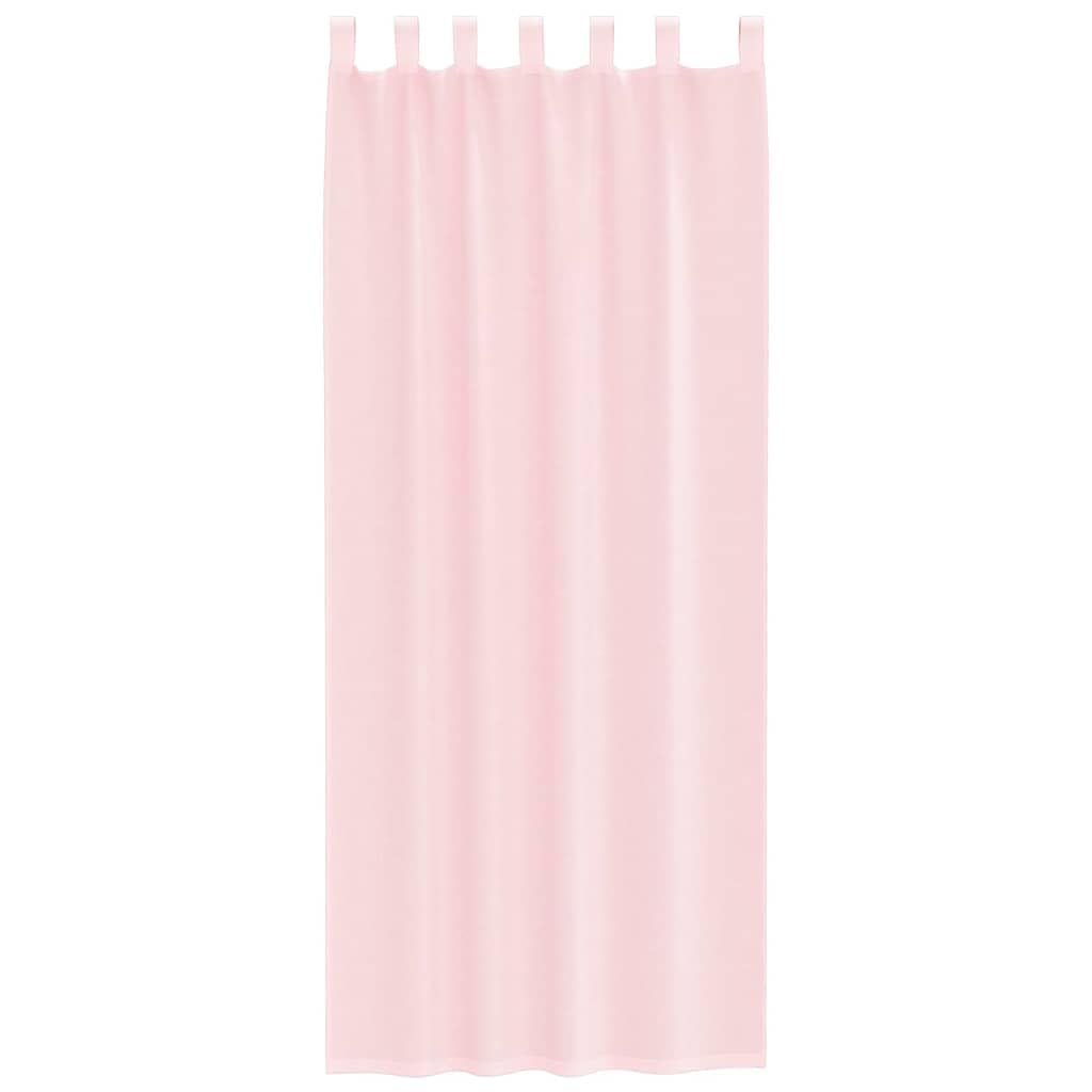 Voile Vorhänge mit Schlaufen 2 Stück Hellrosa 140x260 cm, 100% Polyester Gardinen für Wohnzimmer und Küche, Blickdichte, Waschbare Vorhänge, Schlaufenschal für Gardinenstangen