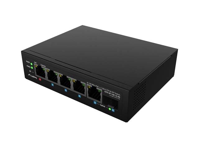 Lanberg Przełącznik ILFE-4P-1GE-1S-90 Light Industrial PoE 1xBT 3xAT