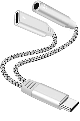 Usb C To 3.5Mm Headphone Jack Adapter And Charger Adapter， 2-In-1 Usb C 3.0 Charging Port To Aux Audio Jack High Resolution Dac And Fast Charging Dongle Cable,Multifunction Connector Adapter （Silver） #TOP6