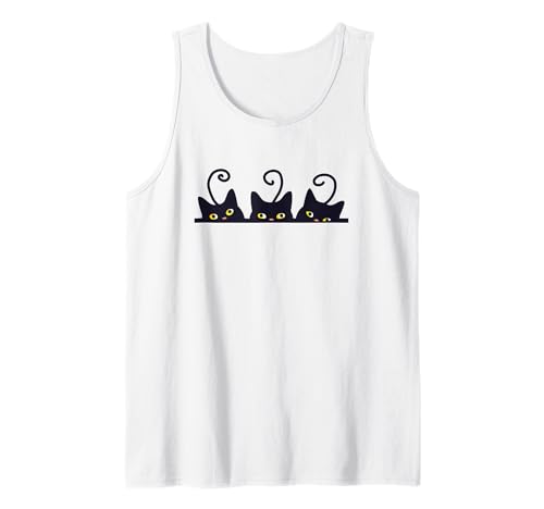 3 Gatos Negros Mujer Hombre Chica Divertido Diseño Gato Camiseta sin Mangas