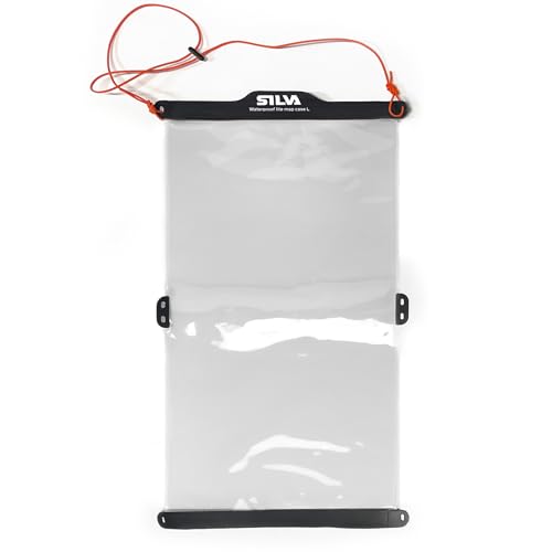 Silva Waterproof Map Case - Lite Large - 262x480 mm - Touchscreen-Compatible - With Zip-Lock Closure & Paracord Neck Strap - Made of 0 2 mm TPU/PU material - Map Cases Waterproof Hiking Transparent