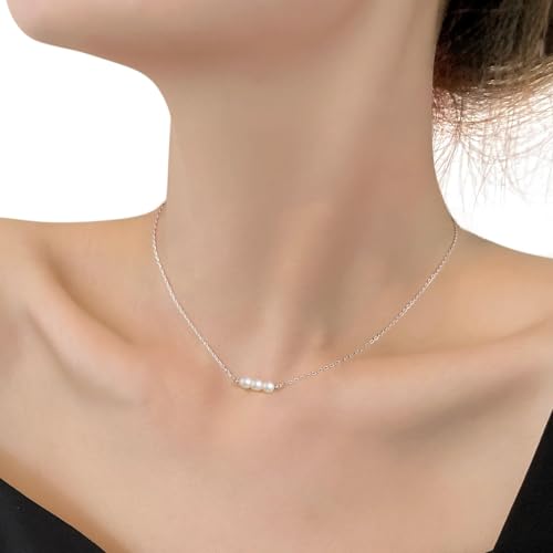 Metzakka Sterling Silver Pearl Choker Necklace thumb #3