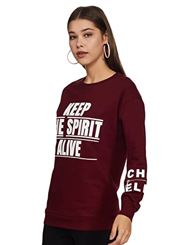 Image of Max Women Cotton Printed Round Neck Sweatshirt
