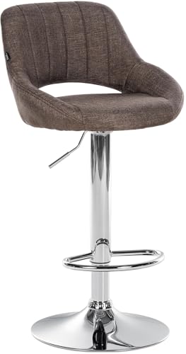 CLP Tabouret de Bar Milet reglable en Hauteur avec Dossier, Chaise de Bar rembourree en Tissu, pivotante, Structure Metallique, Couleur:Marron, Couleur du...