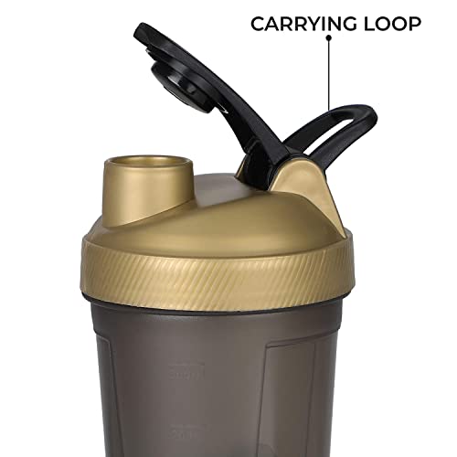 Image of Protein shaker - Sports Mini Gym Shaker - Bottle 300ML with Blender Ball (Gold)