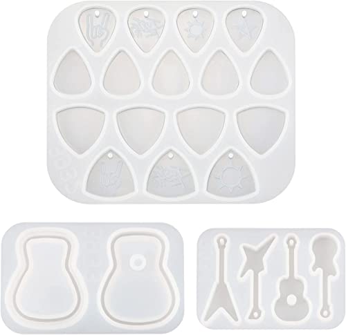 Lot de 3 moules en silicone pour médiator de guitare, médiator de guitare et pendentif de guitare – Moules de moulage… - Les Beatles, Paul McCartney, John Lennon, RIngo Starr, George Harrison Lot de 3 moules en silicone pour médiator de guitare, médiator de guitare et pendentif de guitare - Moules de moulage…