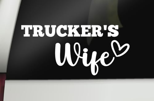 Image of Trucker's Wife Decal | White Vinyl Sticker | 7 inch x 3.2 inch | Made in USA