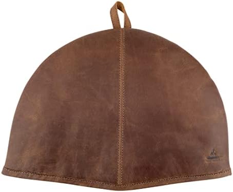 Cast Leather Co., Teapot Cosy Handmade from Full Grain Leather - Pot Cover to Insulate and Keep Liquids Warm - Tea Time Accessory, for Large and Small Teapots - Durable, Heat Resistant - Bourbon Brown