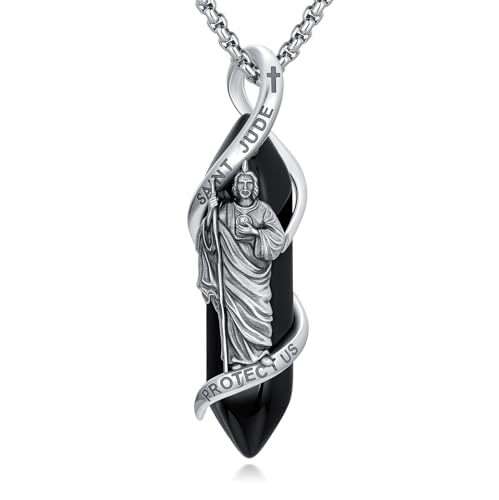 Saint Necklace 925 Sterling Silver St Christopher/St Jude/Saint Benedict/Knights Templar Pendant Necklace Amulet Protection Jewelry for Men Women