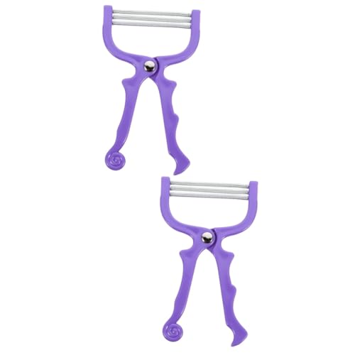 PLAFOPE 2pcs Manual Hair Epilator Set Facial Threader Tool Hair Removal Device Stainless Steel Non-slip Handle Random Color