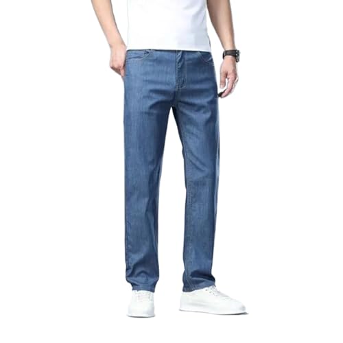 Summer Thin Men's Straight Jeans Casual Straight Business Trousers Male Denim Pants