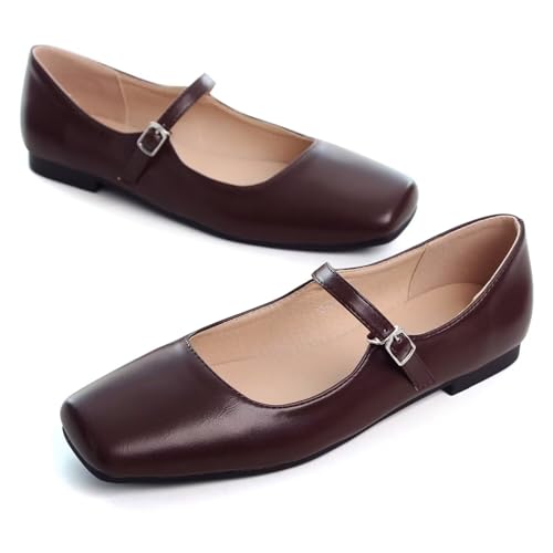Image of LUXINYU Women's Slip on Flats,Classy Round Toe Solid Classic Mary Jane Ballet Dance Shoes Soft Comfortable PU Flat Shoes