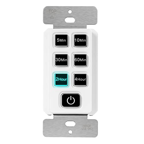TOPGREENER 4-Hour Countdown Timer Switch, 5-10-30-60 Min 1-2-4 Hour Settings, for Fans and Lights...