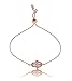 THINK POSITIVE Hamsa Hand with Rhinestones Charms Snake Chain 2 Gemstones Danglers Ball Clasp Adjustable Pink Gold (TPS329-PINK Gold)