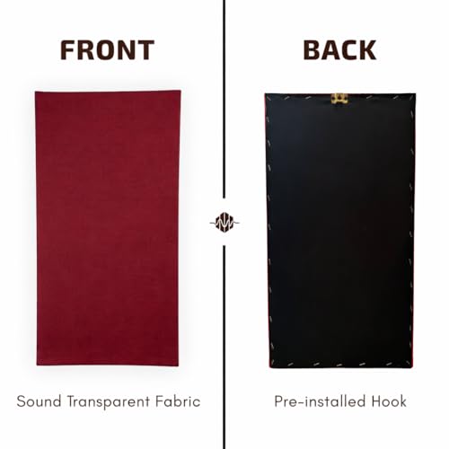 Image of Acoustic Rockwool Sound Absorption Panels 24 inch x 48 inch x 3 inch (Set of 2) | NRC 0.9 Noise Reduction Wall Panels | Rock Wool for Soundproofing Studio, Home & Office (Maroon)