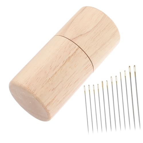 KALLORY Sewing Needle Tube Wooden Storage Box Compact Needle Holder for Hand Sewing Projects
